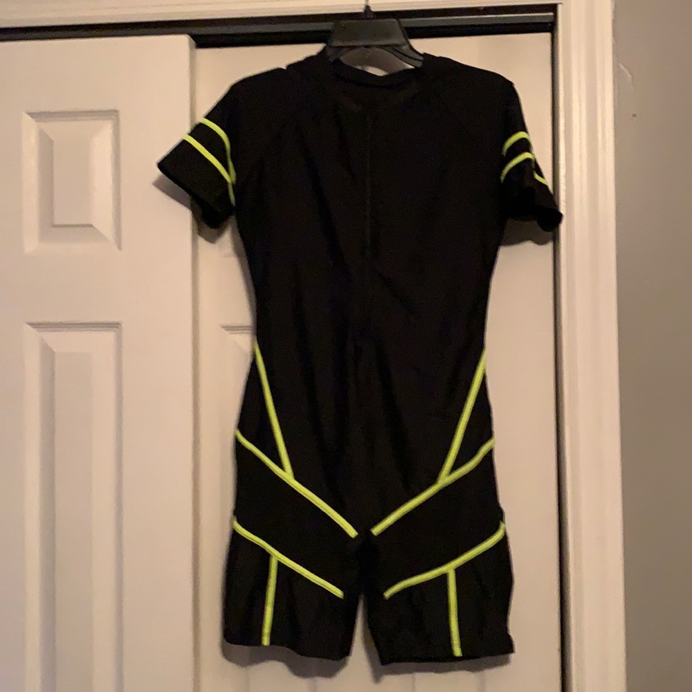 Zip Front Contrast Mesh One Piece Swimsuit